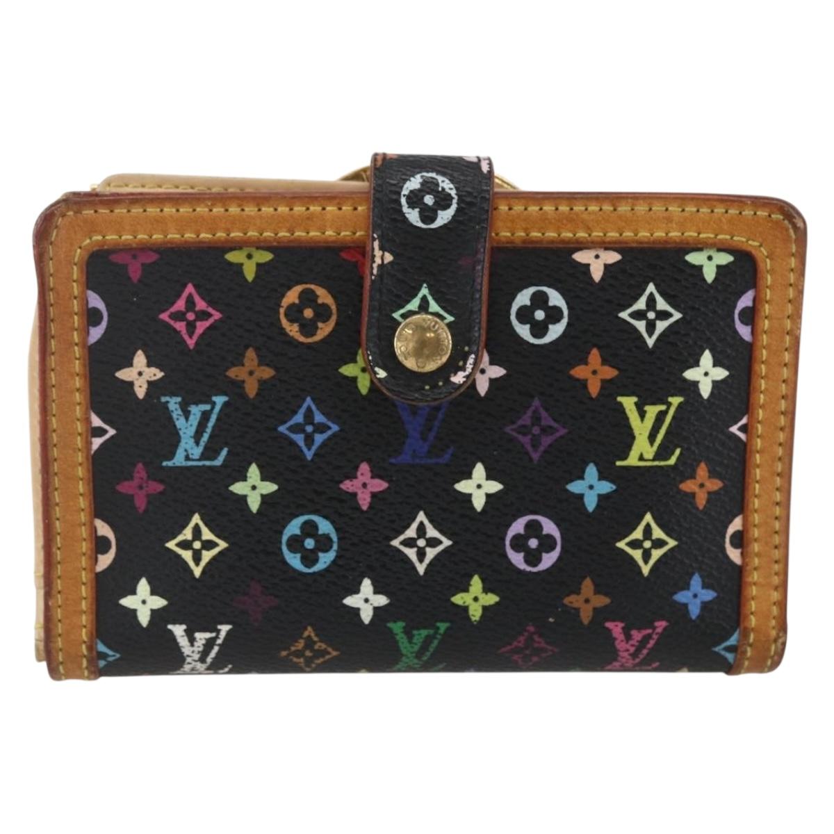 LOUIS VUITTON Multicolor Portefeuille Viennois Wallet Black M92988 Auth am10211