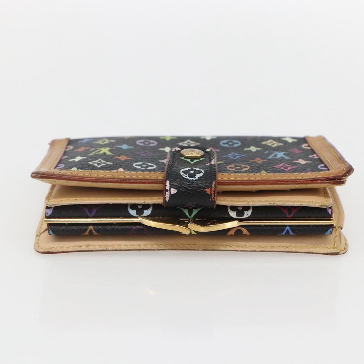 LOUIS VUITTON Multicolor Portefeuille Viennois Wallet Black M92988 Auth am10211