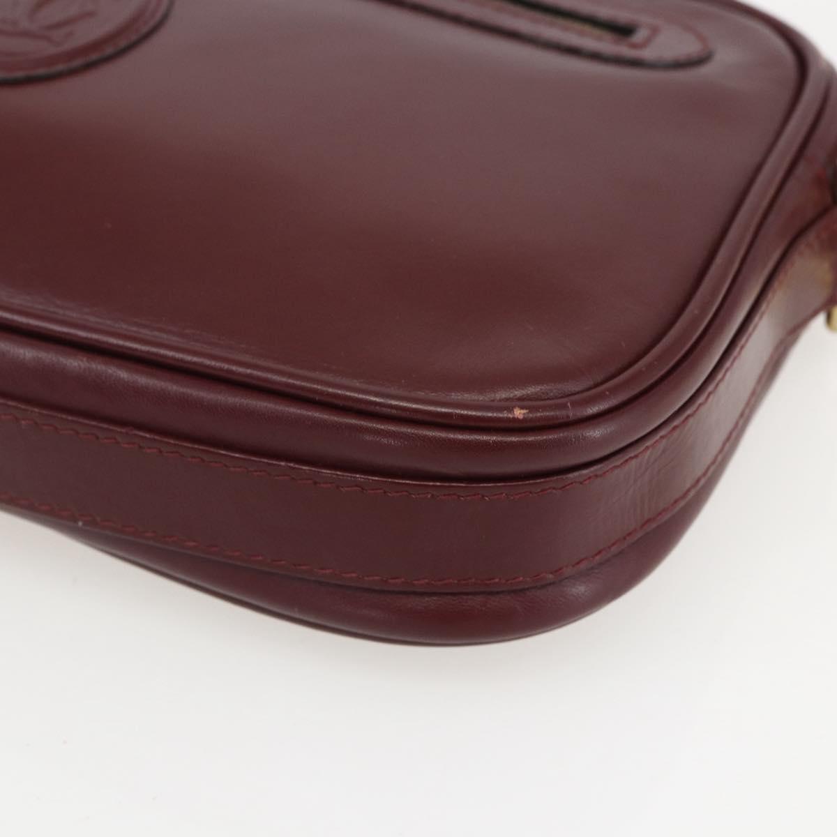 CARTIER Must Line Shoulder Bag Leather Bordeaux Gold Auth am10220