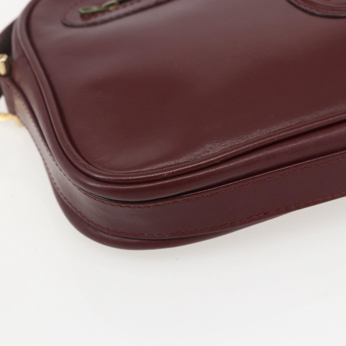 CARTIER Must Line Shoulder Bag Leather Bordeaux Gold Auth am10220