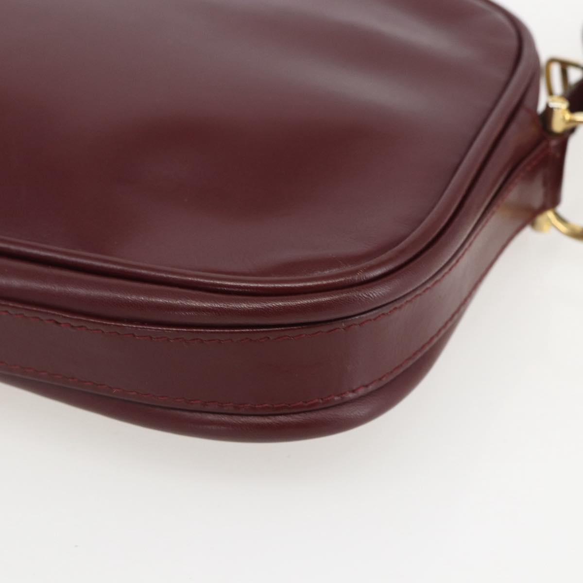 CARTIER Must Line Shoulder Bag Leather Bordeaux Gold Auth am10220