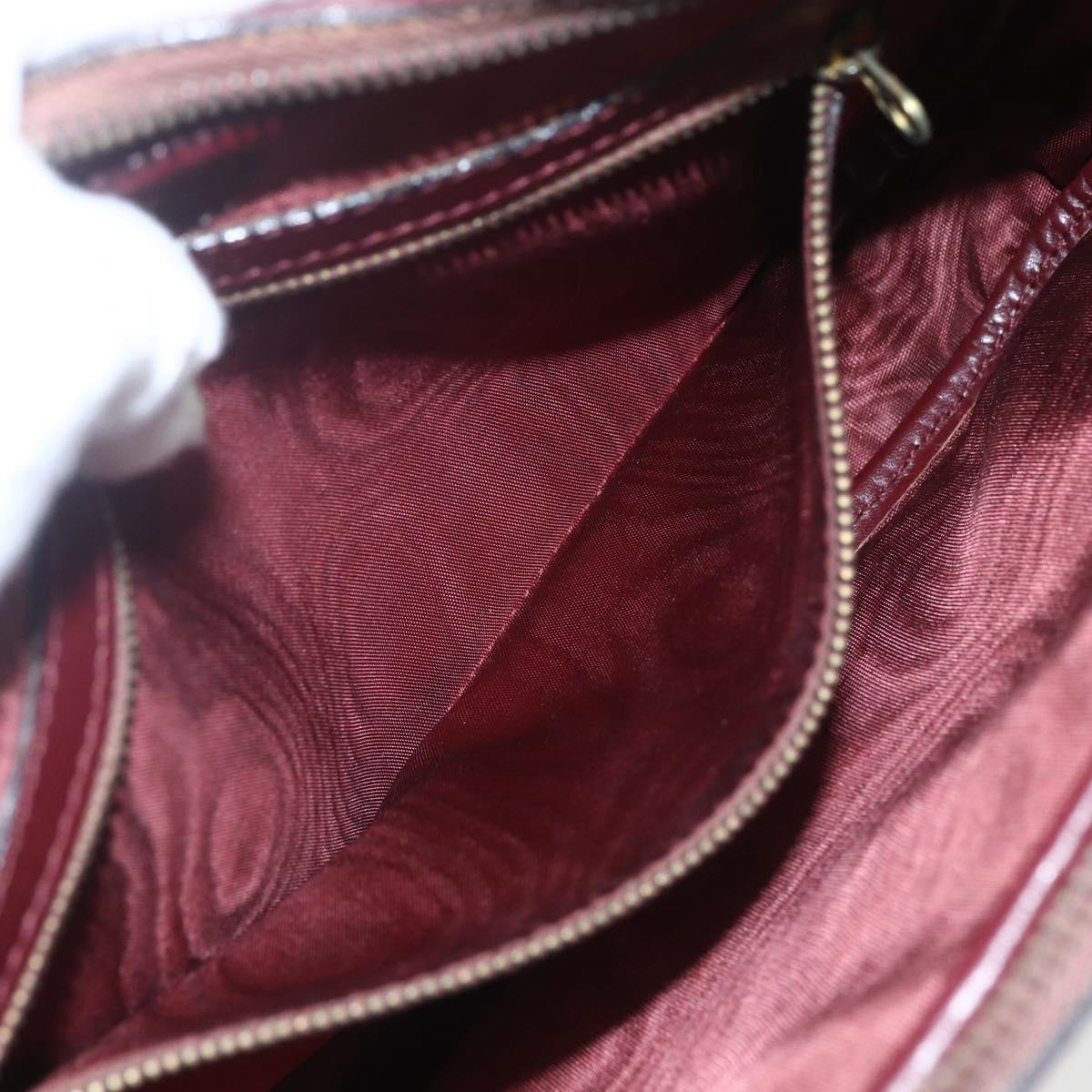 CARTIER Must Line Shoulder Bag Leather Bordeaux Gold Auth am10220
