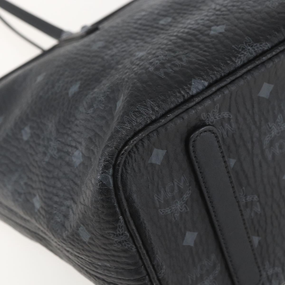 MCM Logogram Vicetos Tote Bag PVC Black Gold Auth am10225