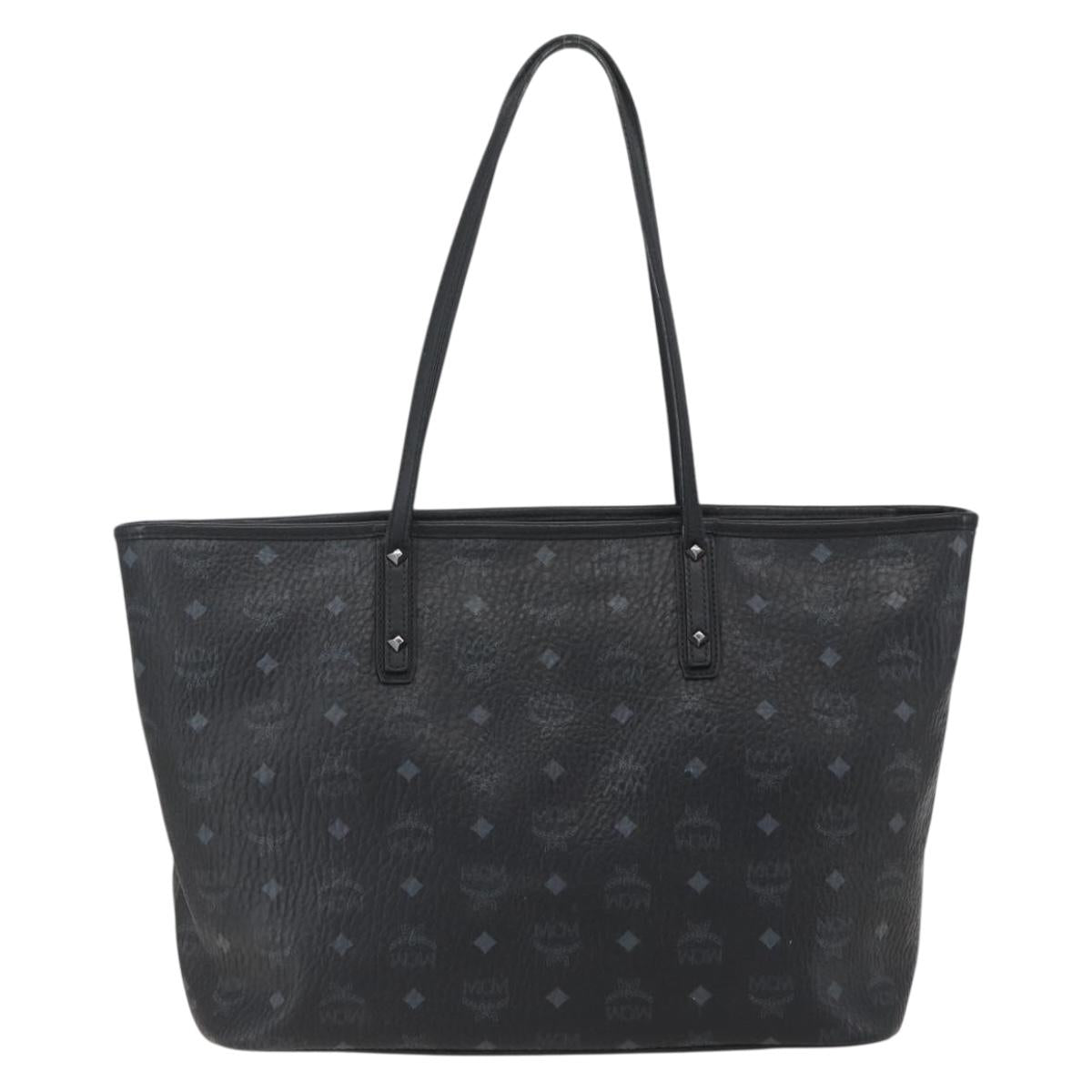 MCM Logogram Vicetos Tote Bag PVC Black Gold Auth am10225
