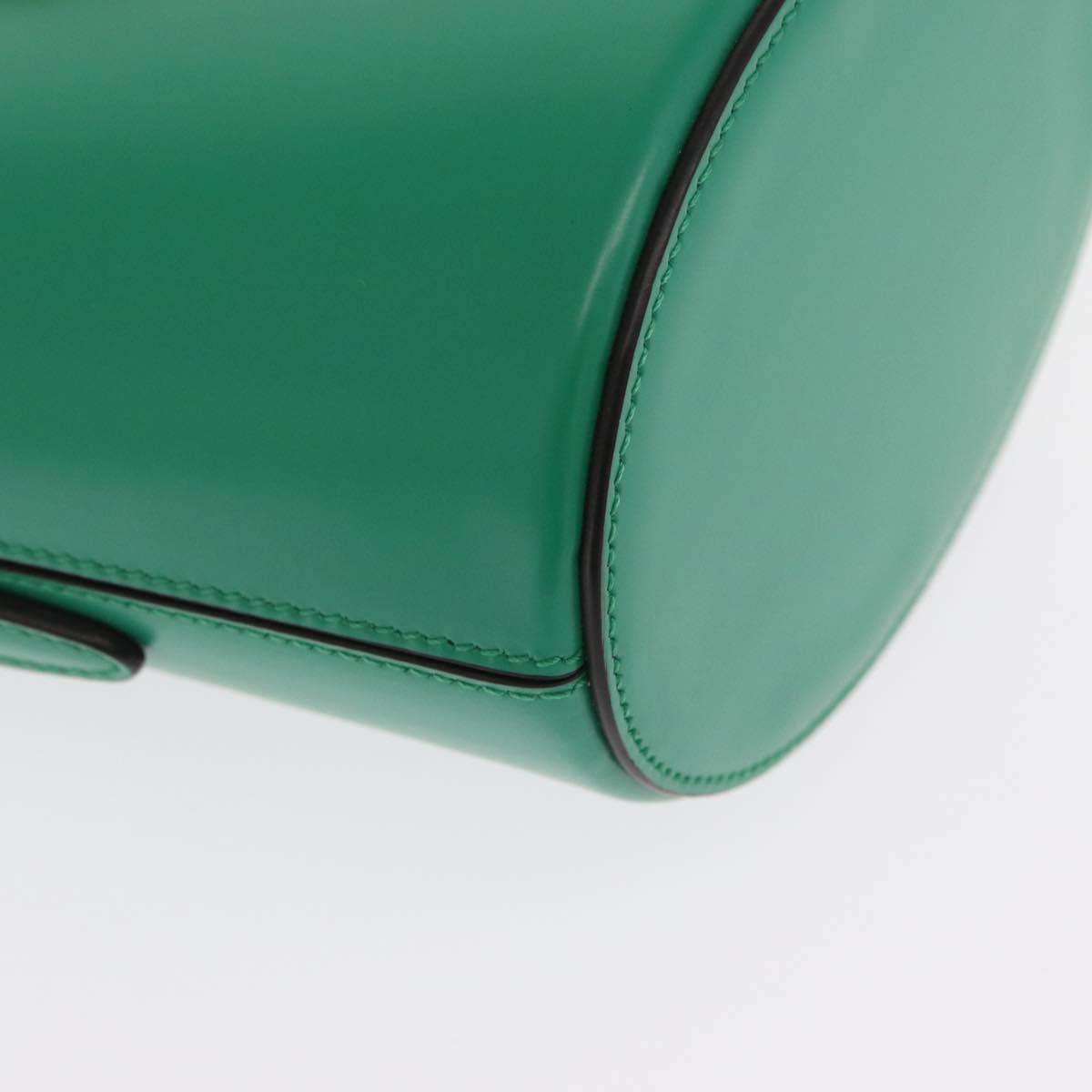 Salvatore Ferragamo Gancini trifolio Hand Bag Leather Green Gold Auth am10228V