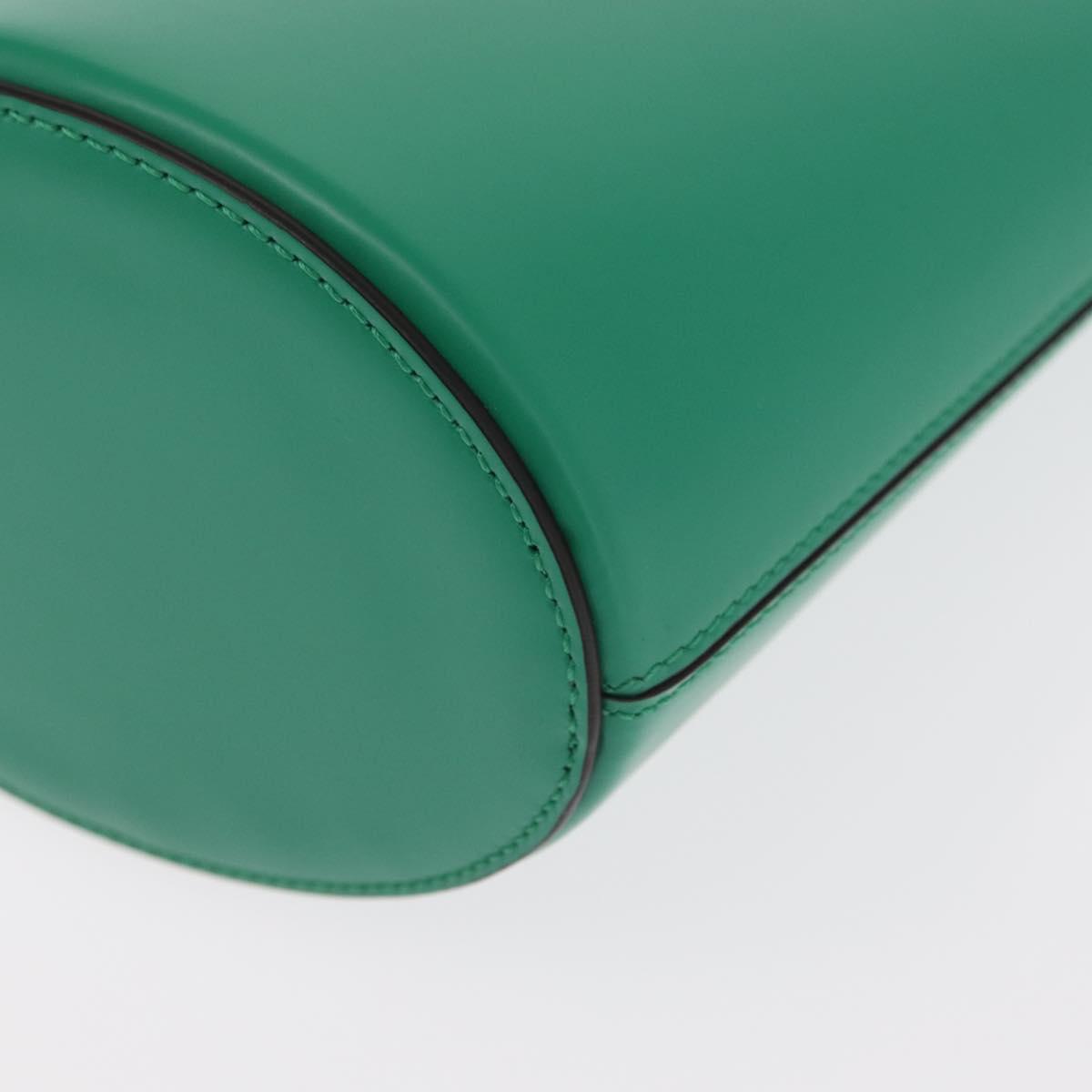 Salvatore Ferragamo Gancini trifolio Hand Bag Leather Green Gold Auth am10228V