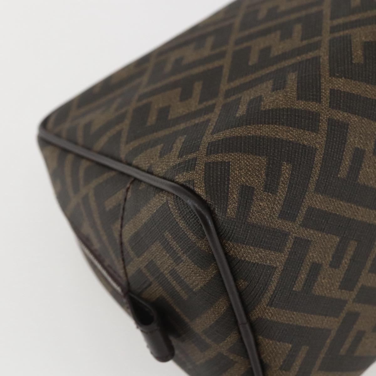 FENDI Zucca Canvas Clutch Bag PVC Black Brown Auth am10229V