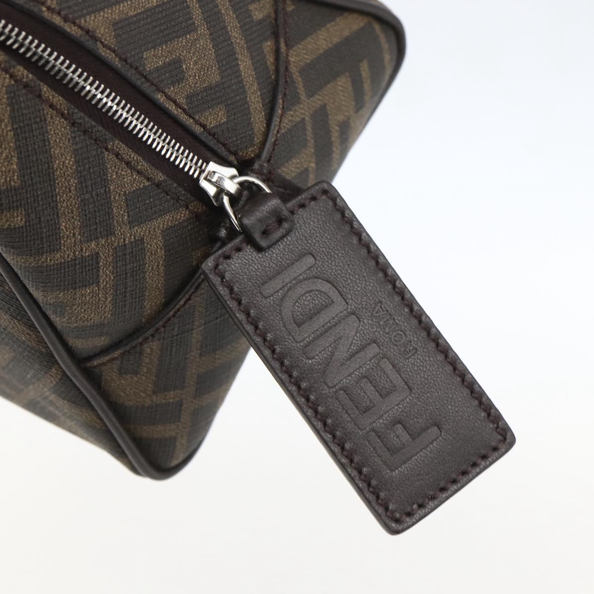 FENDI Zucca Canvas Clutch Bag PVC Black Brown Auth am10229V
