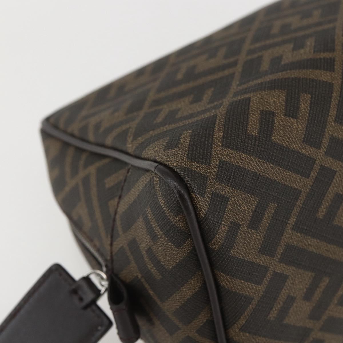 FENDI Zucca Canvas Clutch Bag PVC Black Brown Auth am10229V