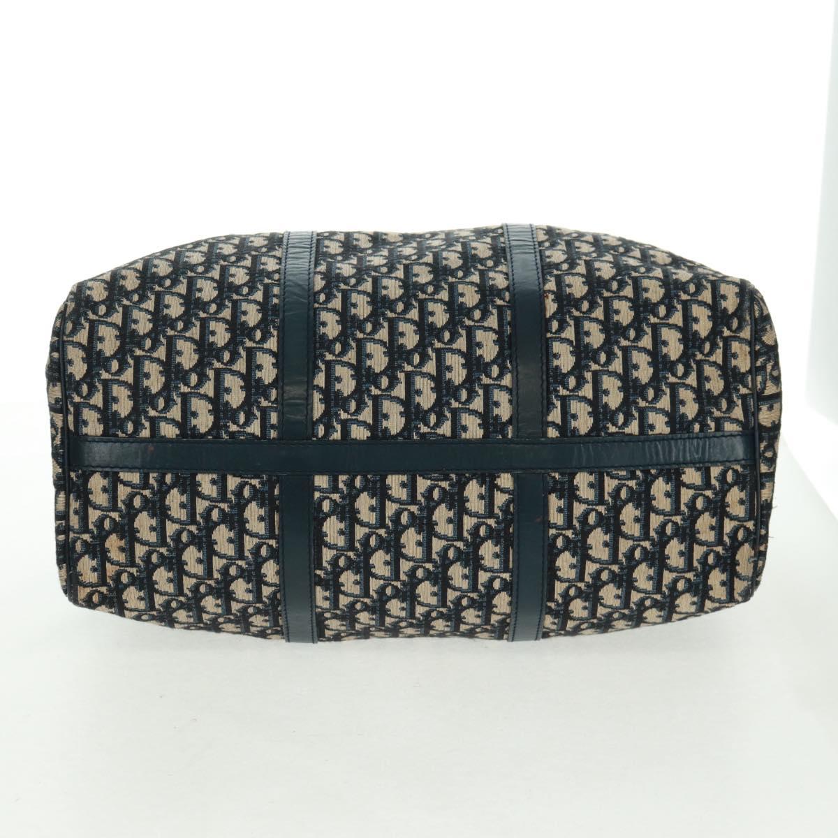 Christian Dior Trotter Canvas Mini Boston Bag Navy Silver Auth am10233