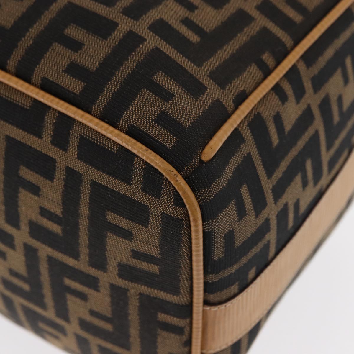 FENDI Zucca Canvas Vanity Hand Bag Black Brown Auth am10235V