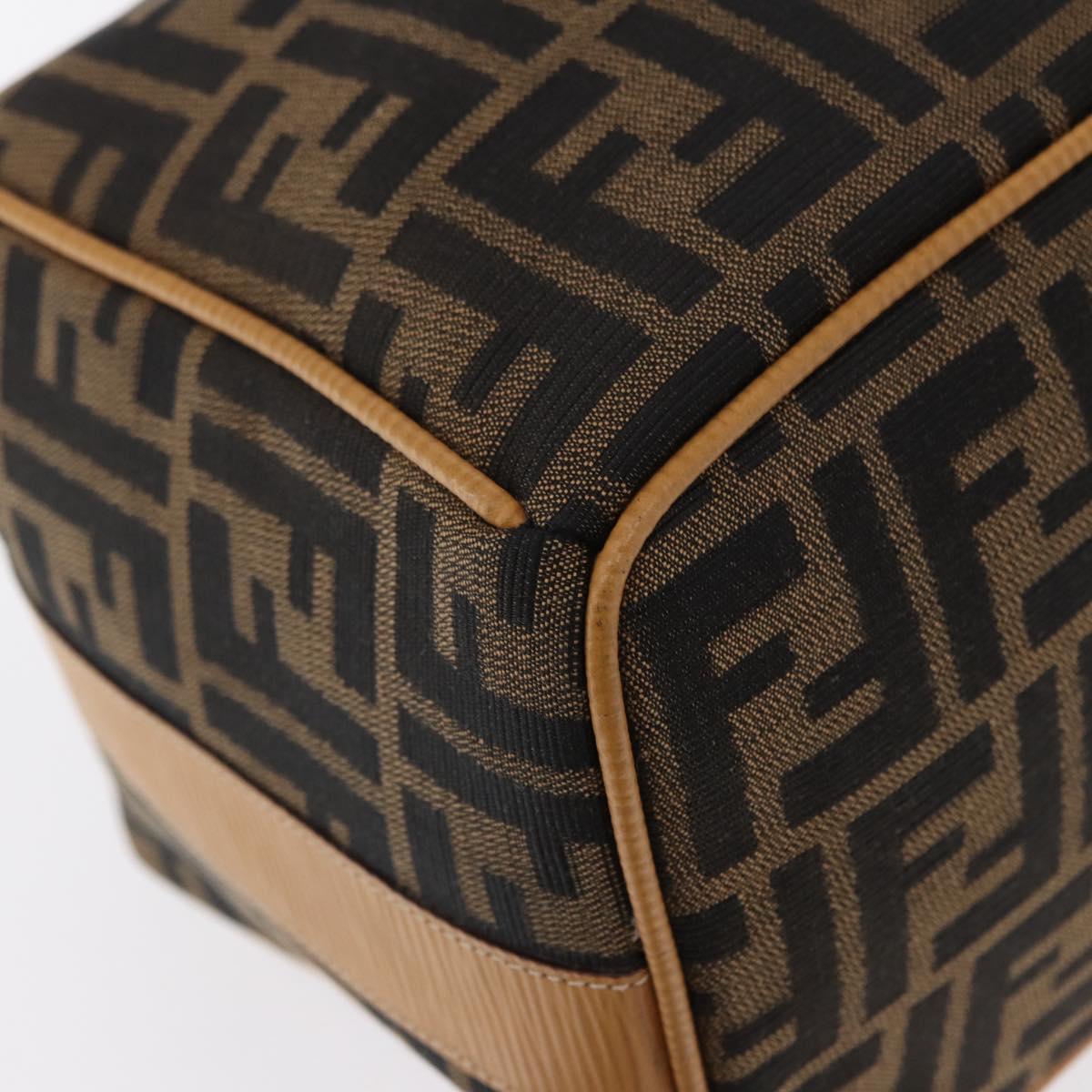 FENDI Zucca Canvas Vanity Hand Bag Black Brown Auth am10235V