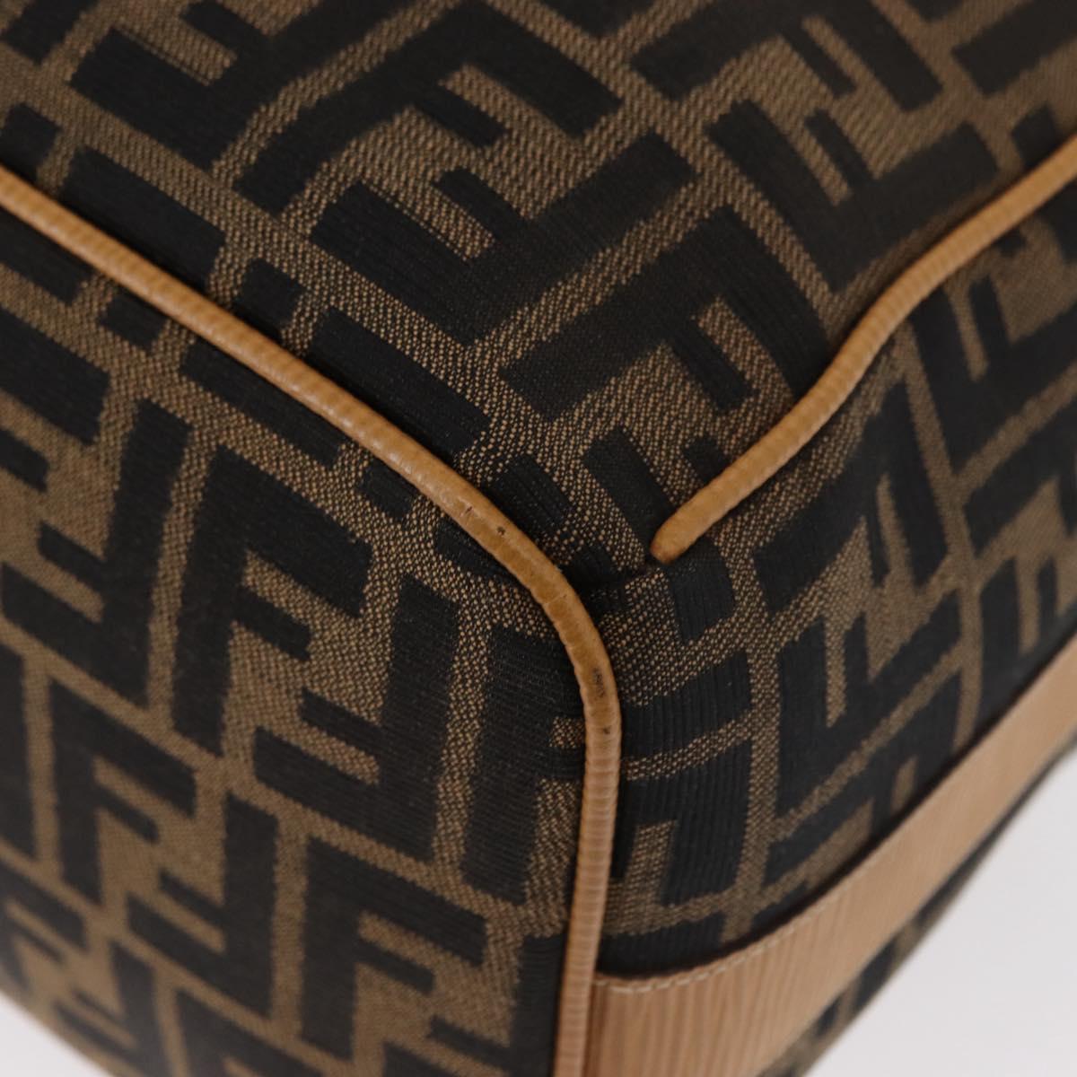 FENDI Zucca Canvas Vanity Hand Bag Black Brown Auth am10235V