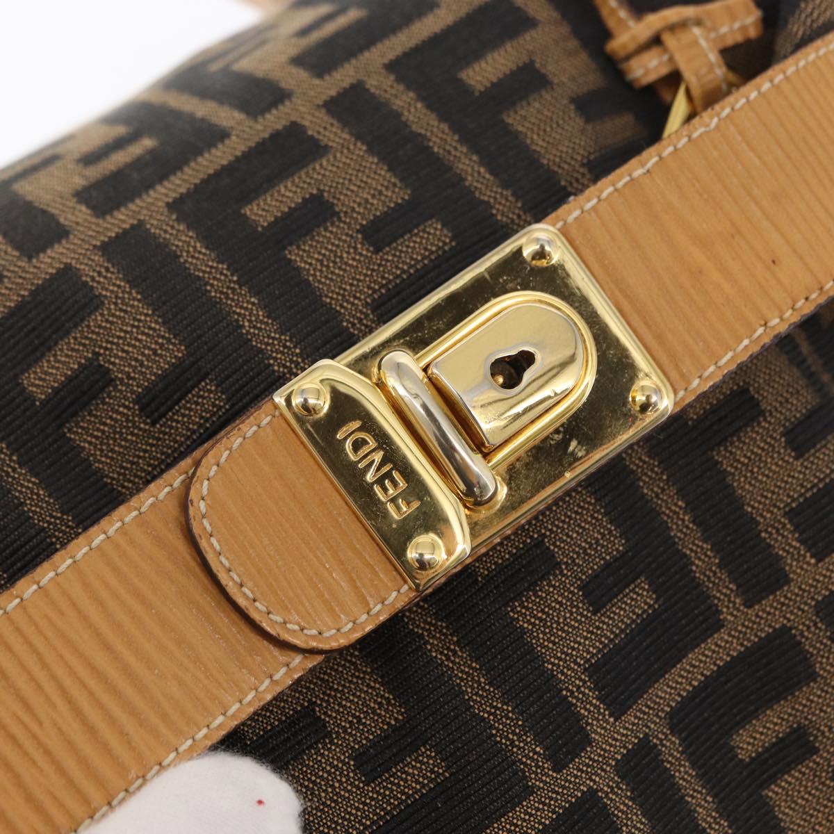 FENDI Zucca Canvas Vanity Hand Bag Black Brown Auth am10235V