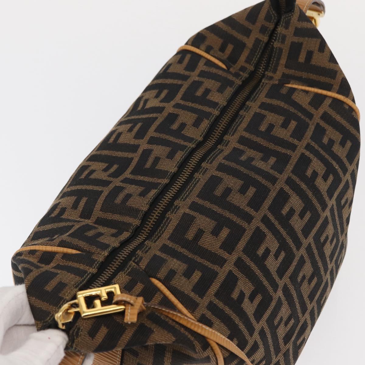 FENDI Zucca Canvas Vanity Hand Bag Black Brown Auth am10235V