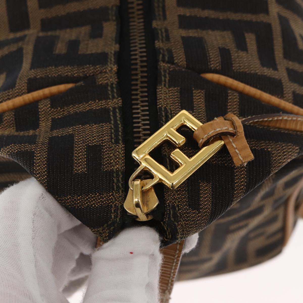 FENDI Zucca Canvas Vanity Hand Bag Black Brown Auth am10235V