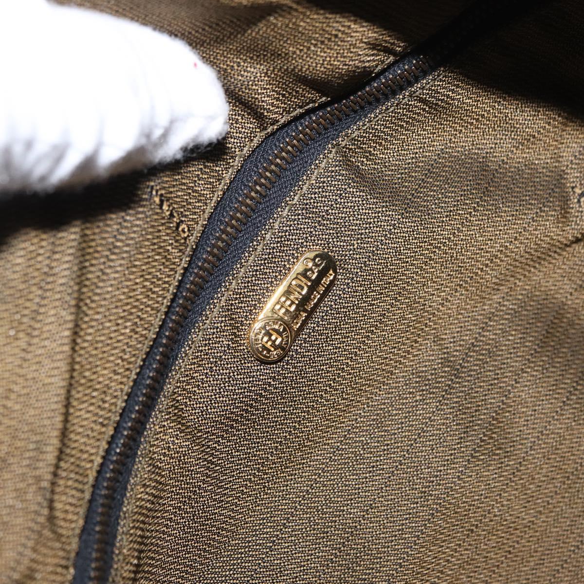 FENDI Zucca Canvas Vanity Hand Bag Black Brown Auth am10235V