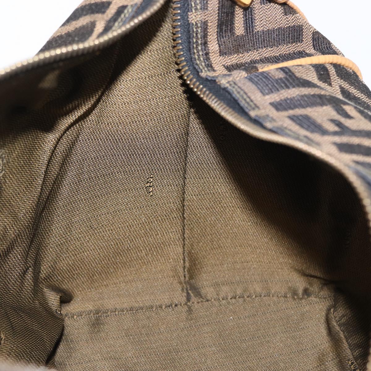 FENDI Zucca Canvas Vanity Hand Bag Black Brown Auth am10235V