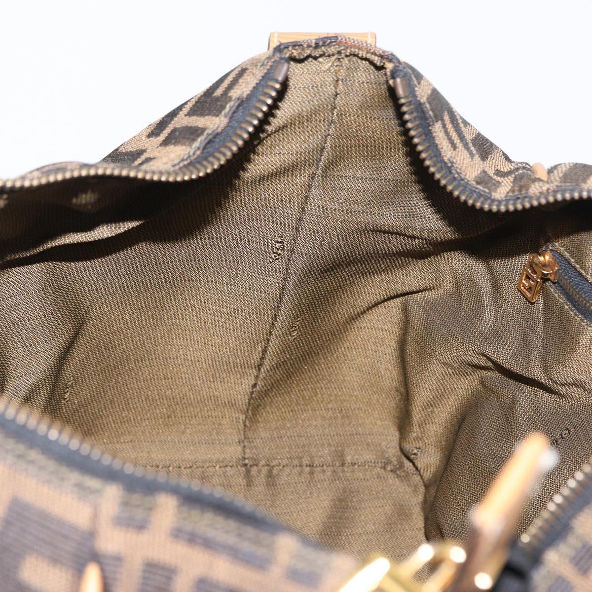 FENDI Zucca Canvas Vanity Hand Bag Black Brown Auth am10235V