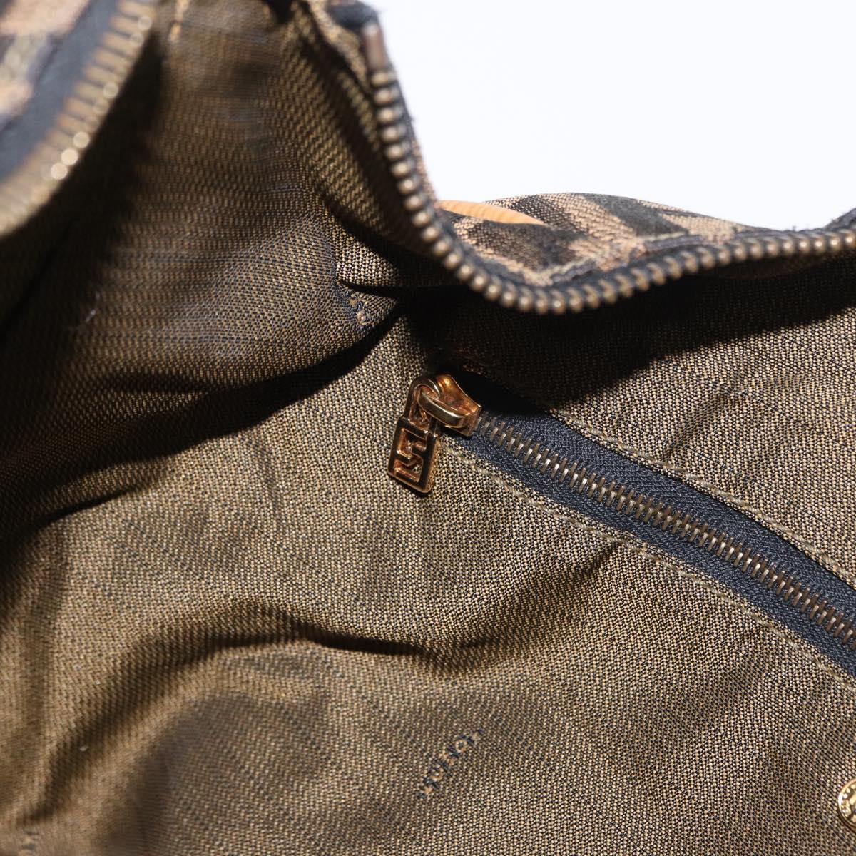 FENDI Zucca Canvas Vanity Hand Bag Black Brown Auth am10235V