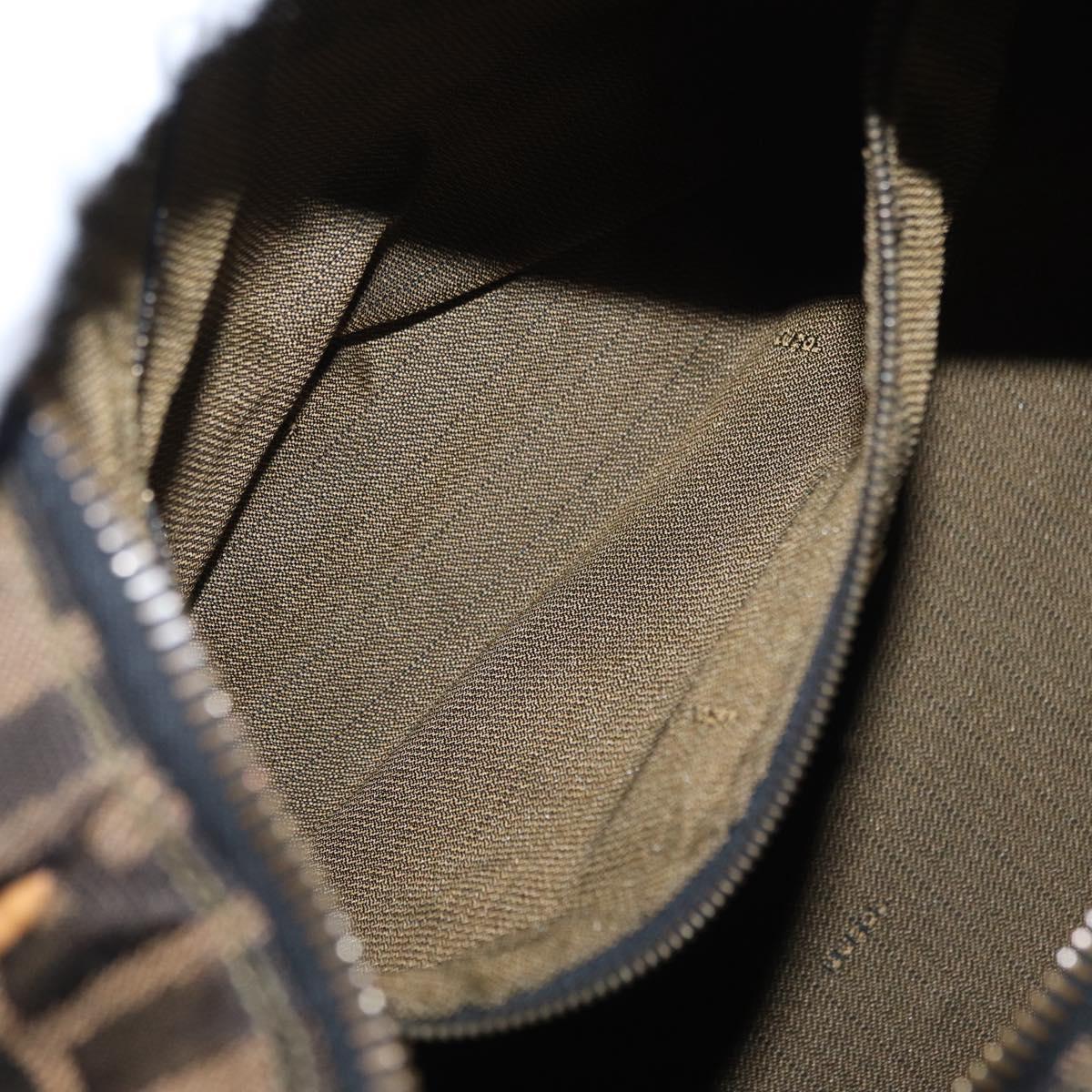 FENDI Zucca Canvas Vanity Hand Bag Black Brown Auth am10235V