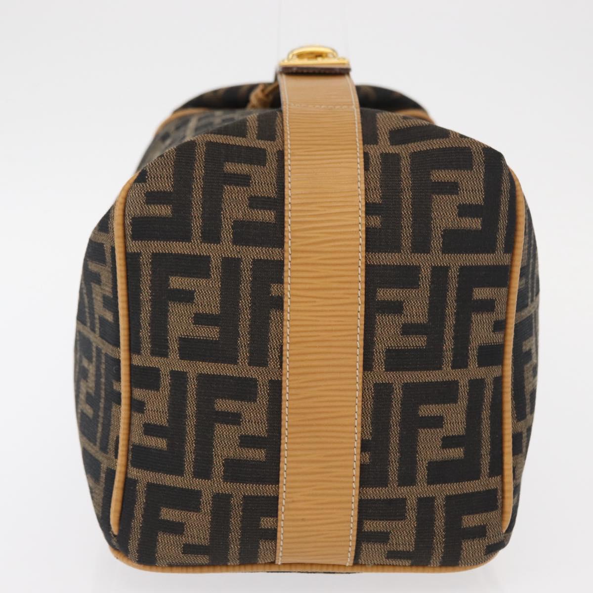 FENDI Zucca Canvas Vanity Hand Bag Black Brown Auth am10235V