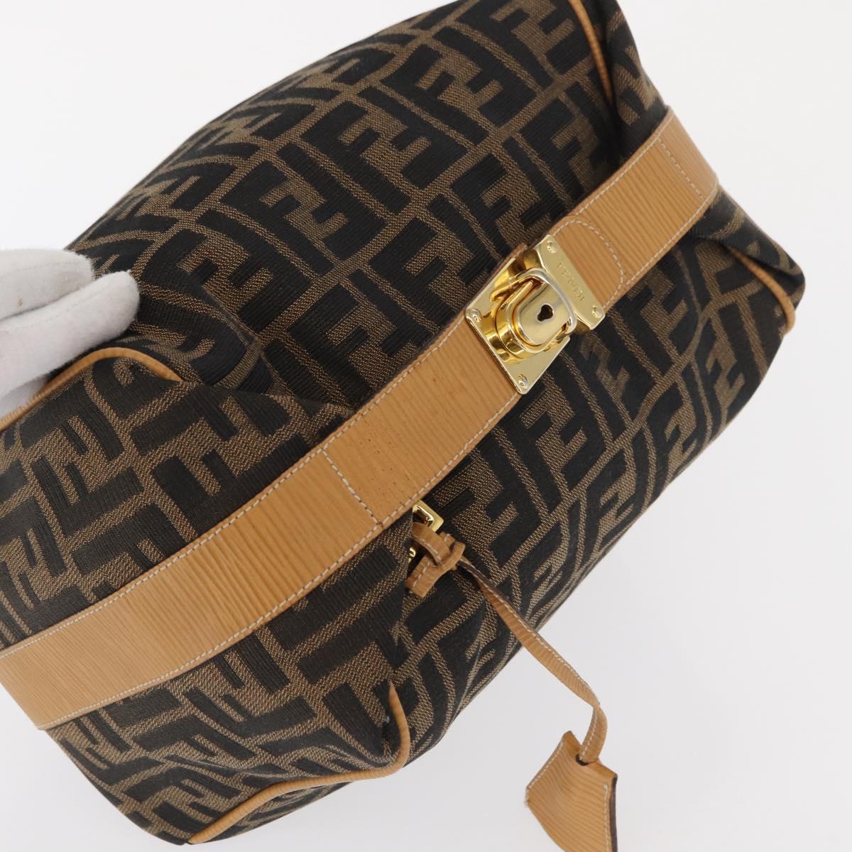 FENDI Zucca Canvas Vanity Hand Bag Black Brown Auth am10235V