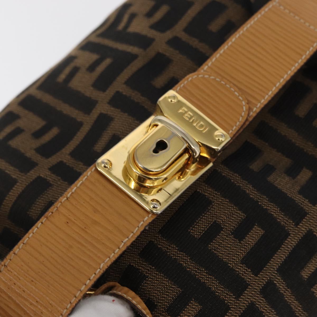 FENDI Zucca Canvas Vanity Hand Bag Black Brown Auth am10235V