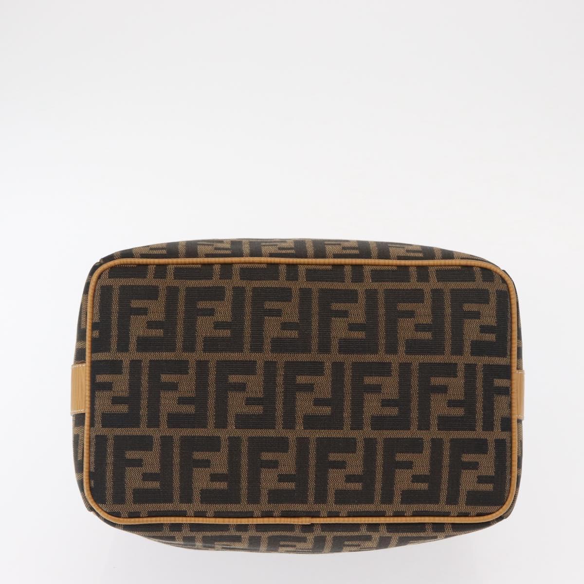 FENDI Zucca Canvas Vanity Hand Bag Black Brown Auth am10235V