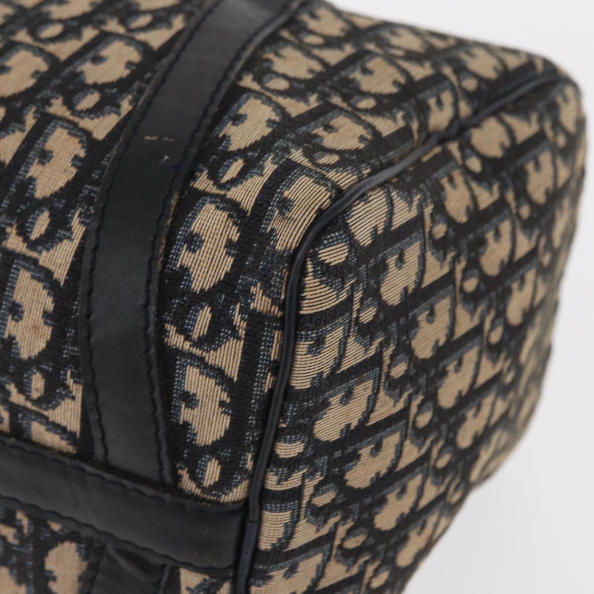 Christian Dior Trotter Canvas Boston Bag Navy Silver Auth am10238