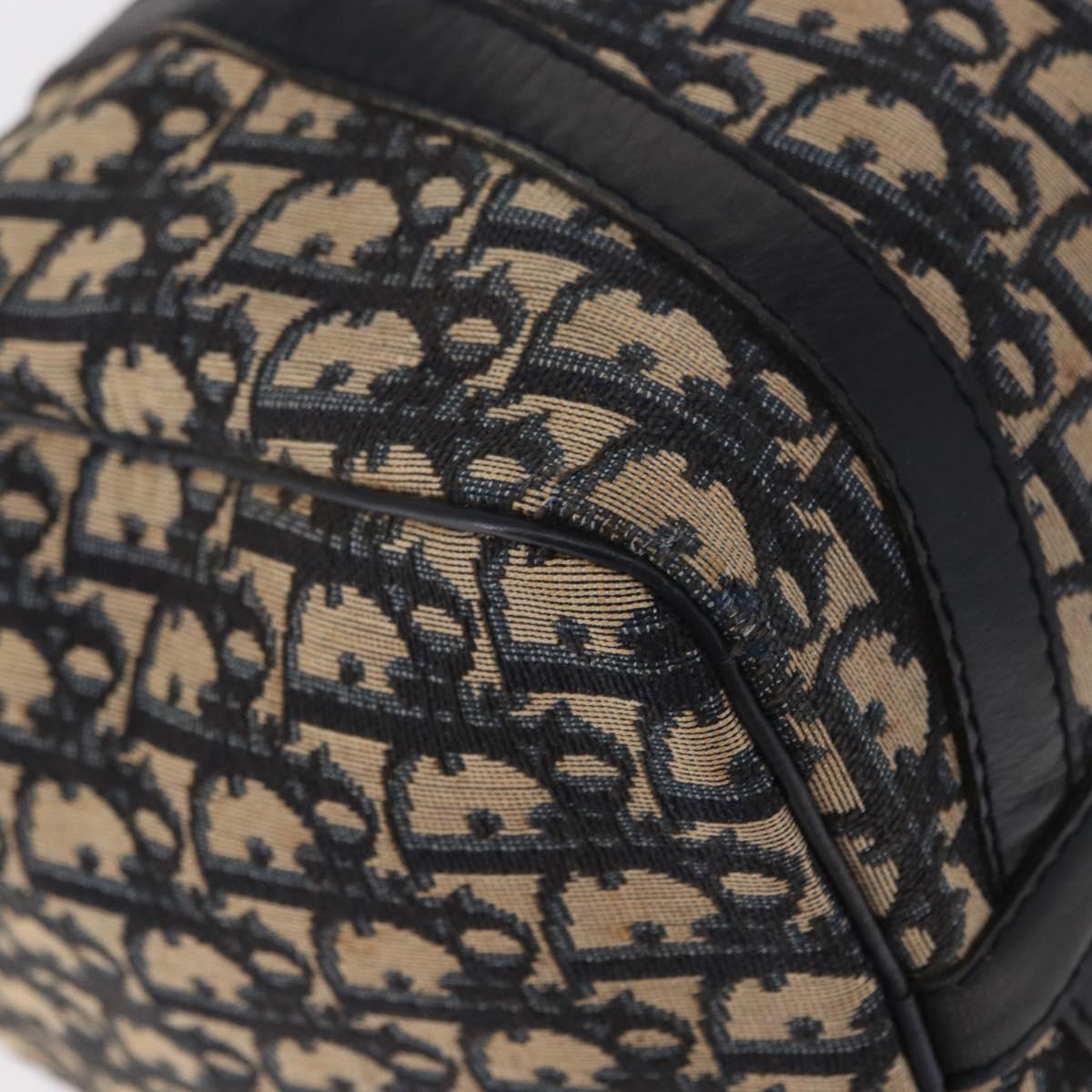 Christian Dior Trotter Canvas Boston Bag Navy Silver Auth am10238