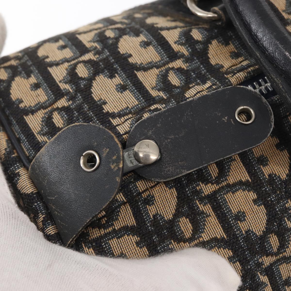 Christian Dior Trotter Canvas Boston Bag Navy Silver Auth am10238