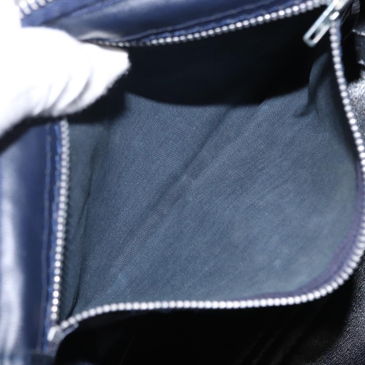 Christian Dior Trotter Canvas Boston Bag Navy Silver Auth am10238