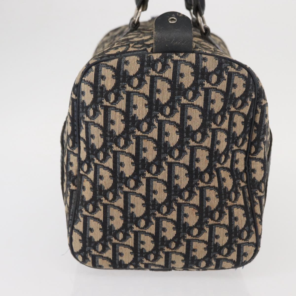 Christian Dior Trotter Canvas Boston Bag Navy Silver Auth am10238