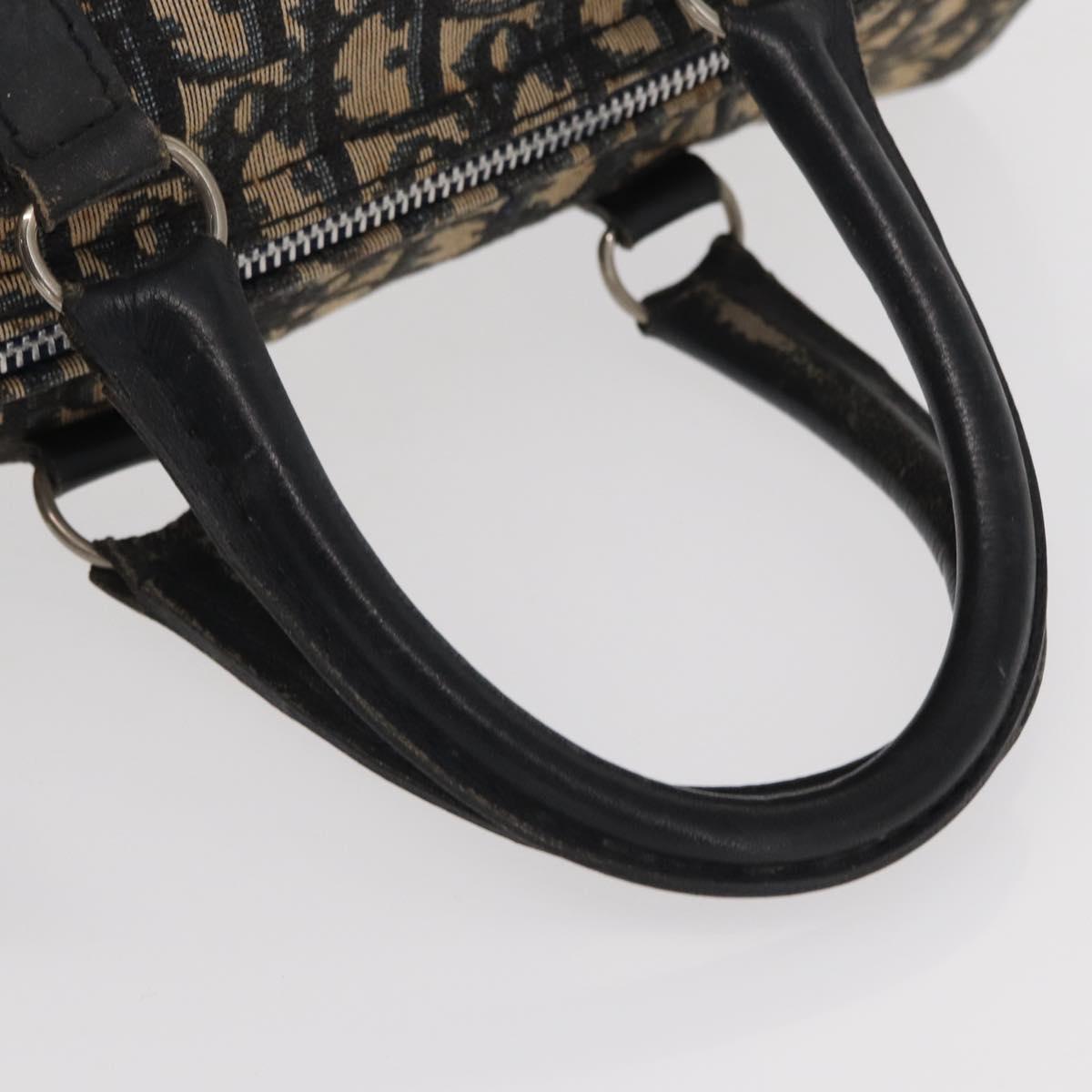 Christian Dior Trotter Canvas Boston Bag Navy Silver Auth am10238