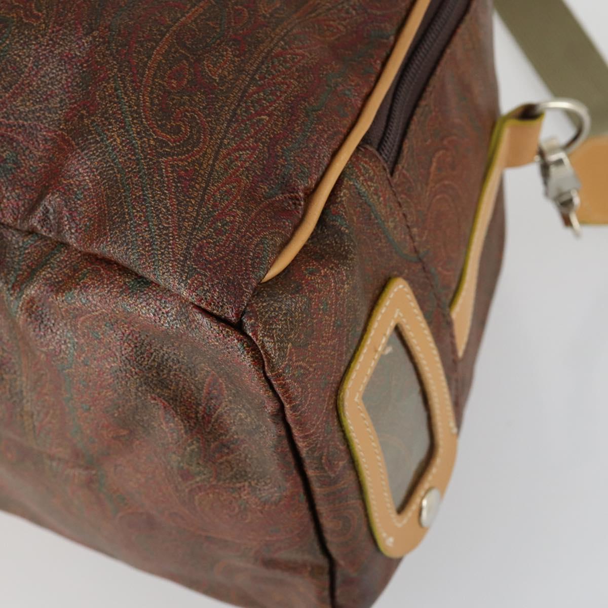 ETRO Paisley Boston Bag PVC 2way Bordeaux Gold Auth am10241