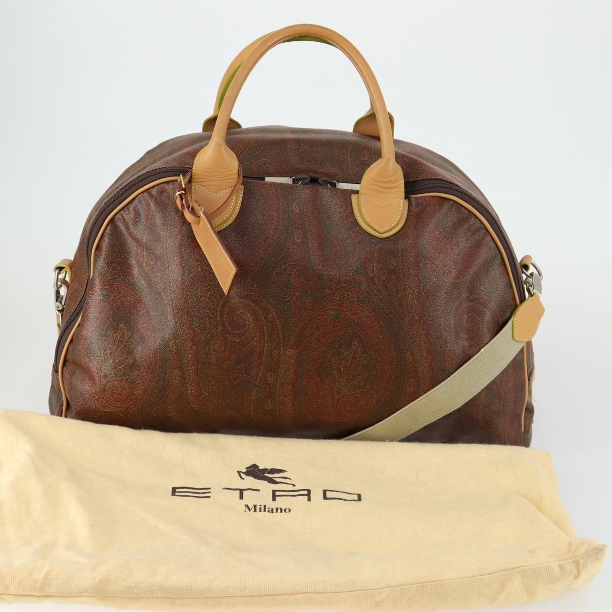 ETRO Paisley Boston Bag PVC 2way Bordeaux Gold Auth am10241
