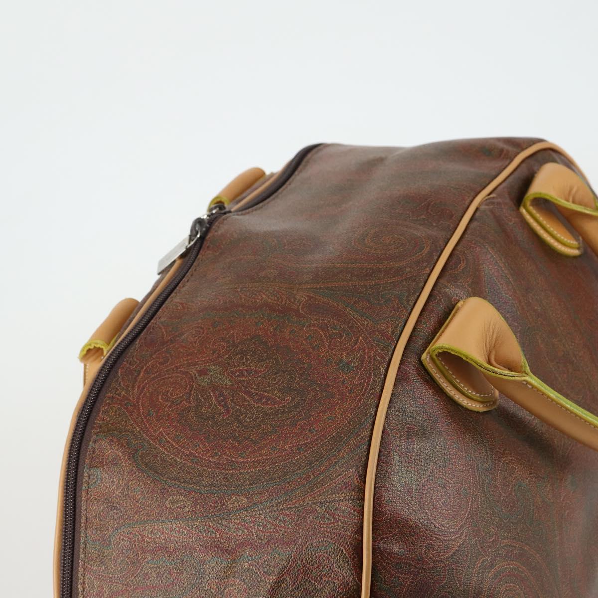 ETRO Paisley Boston Bag PVC 2way Bordeaux Gold Auth am10241