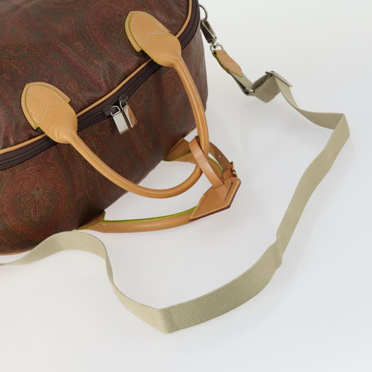 ETRO Paisley Boston Bag PVC 2way Bordeaux Gold Auth am10241
