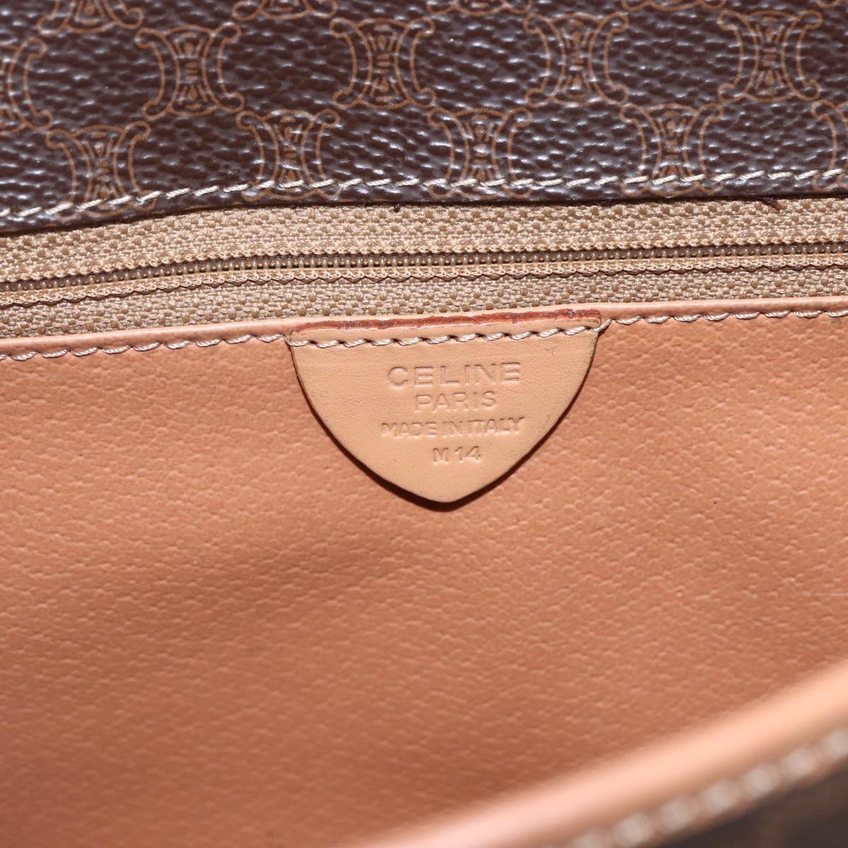 CELINE Macadam Canvas Circle Shoulder Bag PVC Leather Brown Gold Auth am10257V