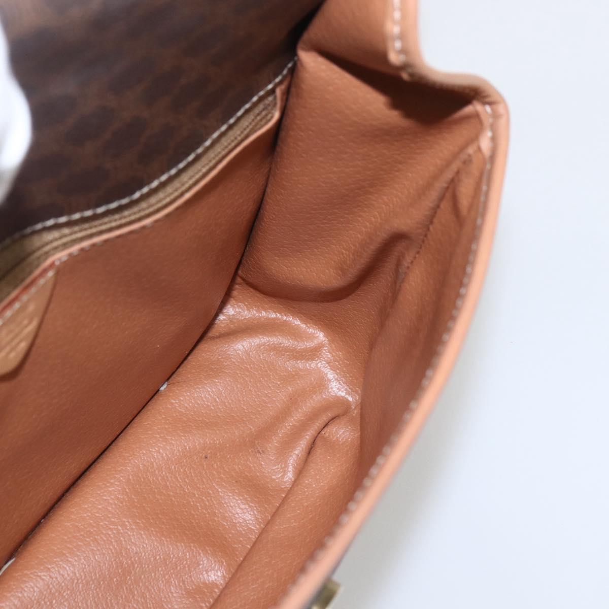 CELINE Macadam Canvas Circle Shoulder Bag PVC Leather Brown Gold Auth am10257V