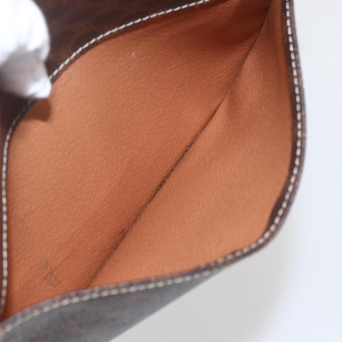 CELINE Macadam Canvas Circle Shoulder Bag PVC Leather Brown Gold Auth am10257V