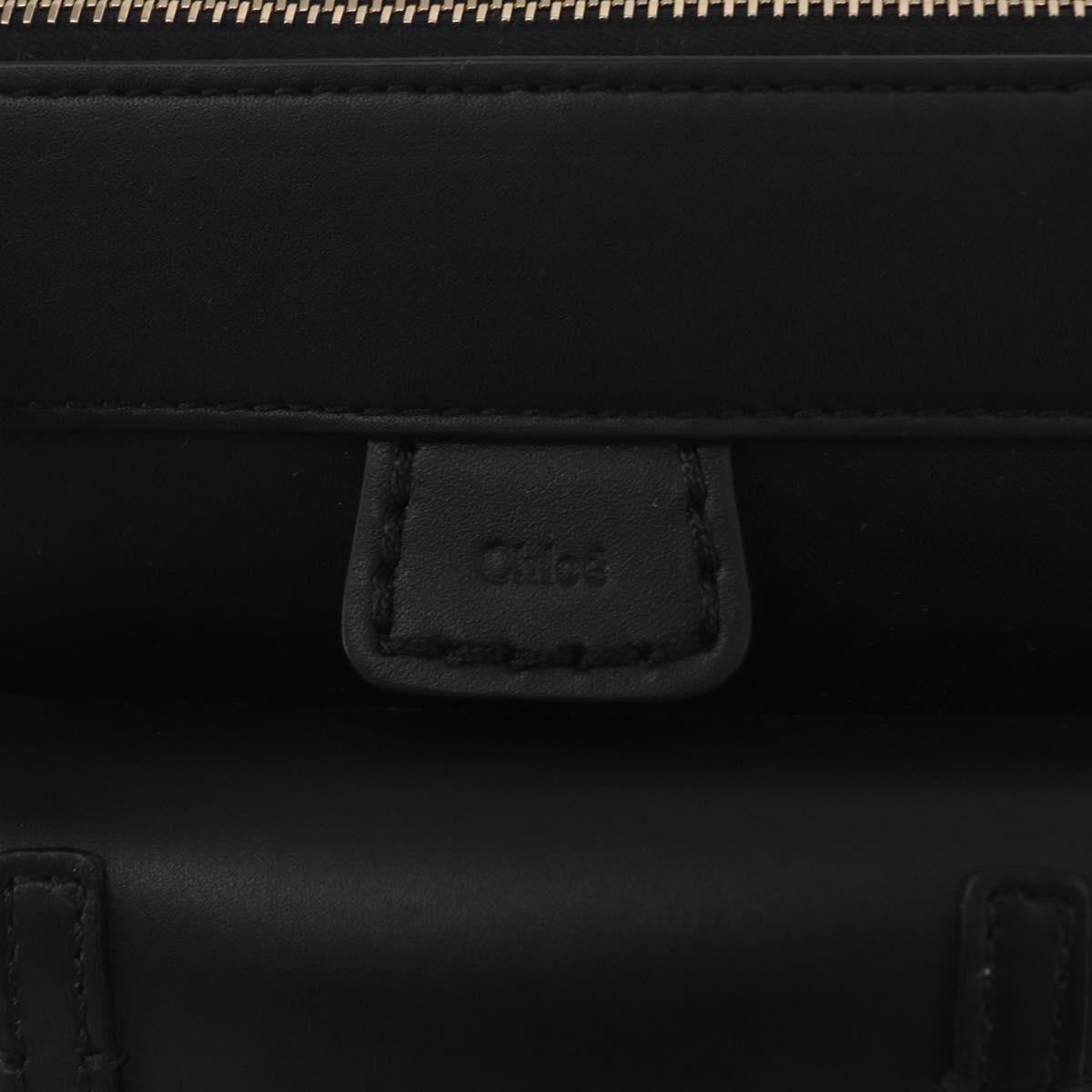 Chloe Edith Shoulder Bag Leather Black Gold Auth am10259V