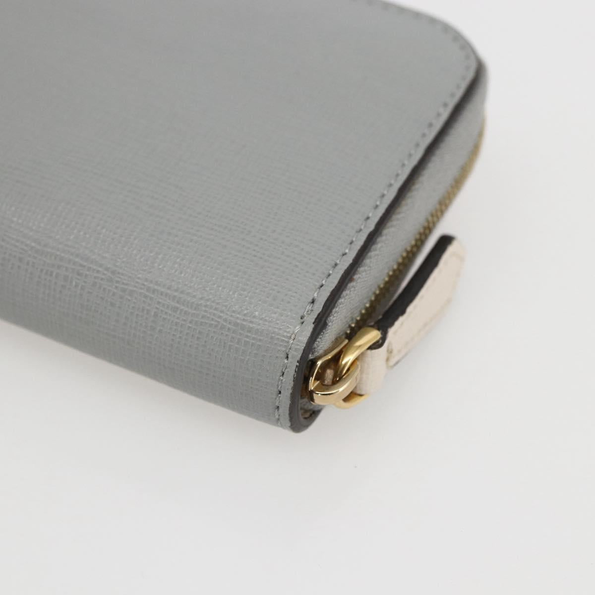 FENDI Coin Purse Leather Gray Gold Auth am10262V