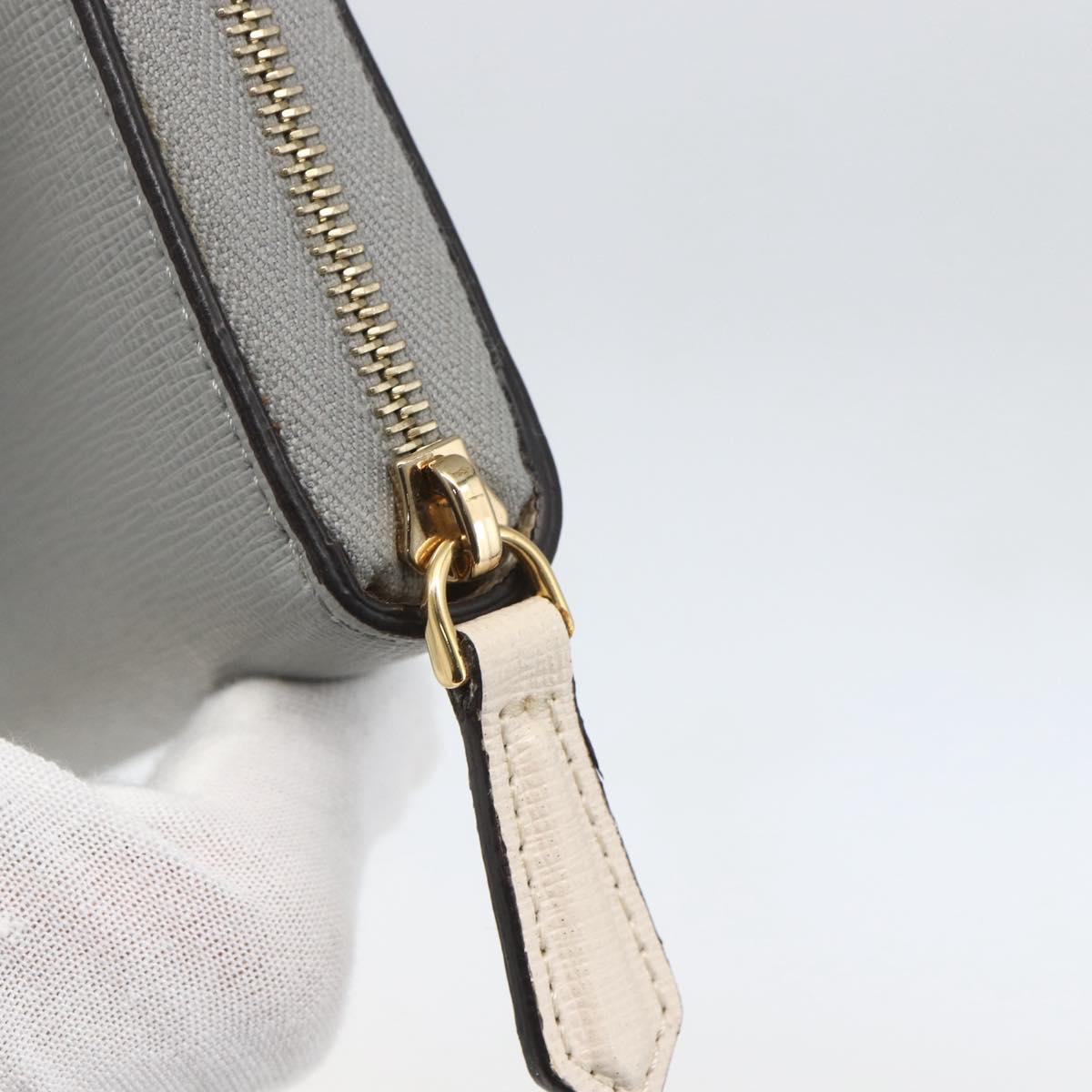 FENDI Coin Purse Leather Gray Gold Auth am10262V