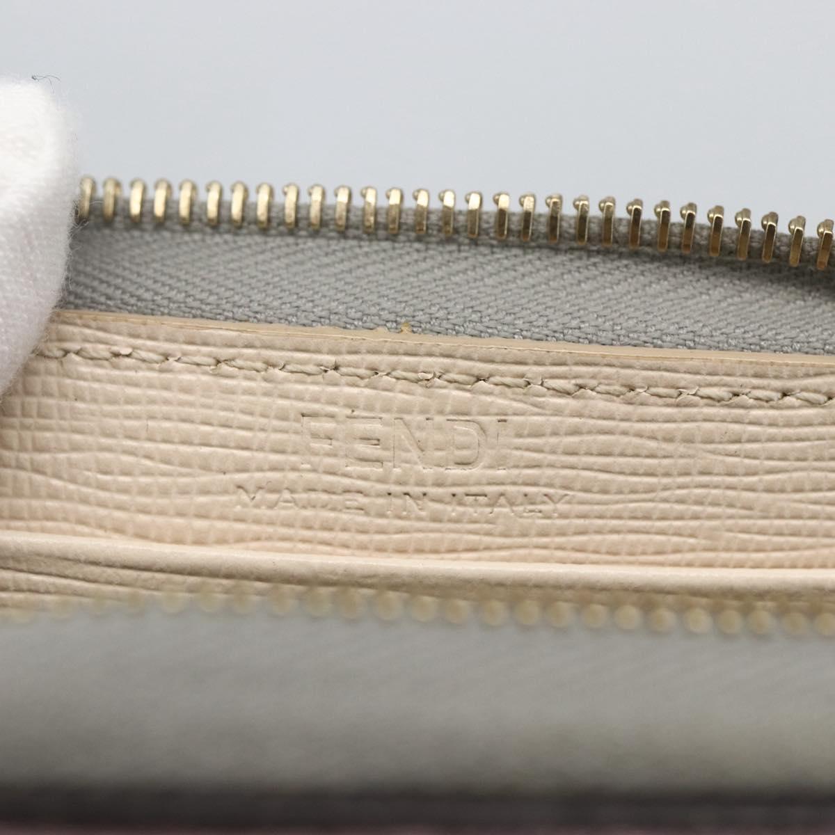 FENDI Coin Purse Leather Gray Gold Auth am10262V