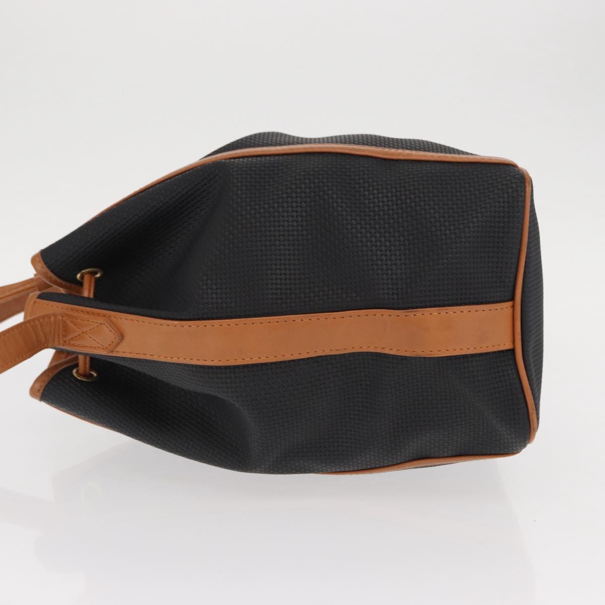 SAINT LAURENT Shoulder Bag Coated Canvas Black Brown gold Auth am10268