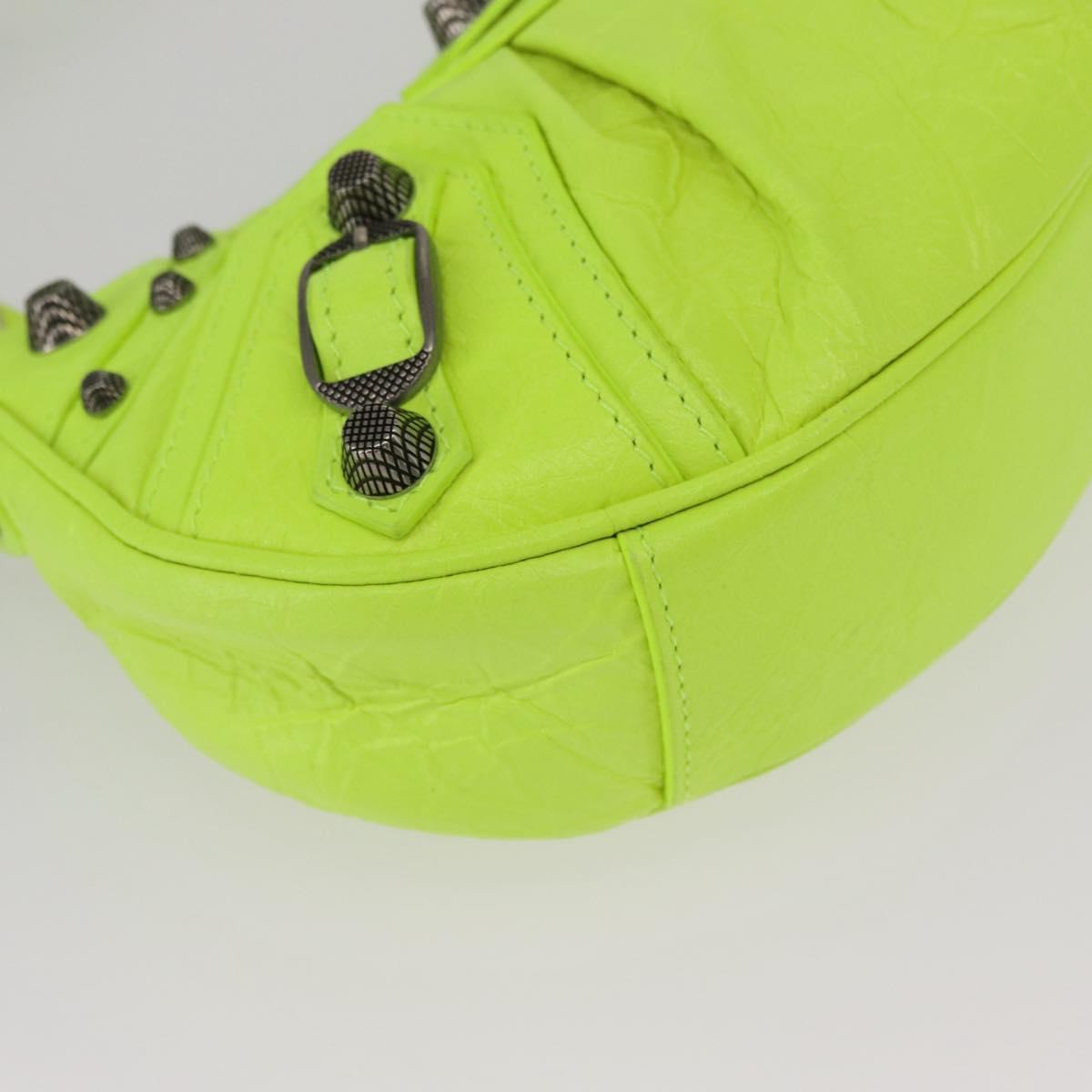 BALENCIAGA LucaGol XS Hand Bag Leather Neon yellow 671309 Auth am10278SAM