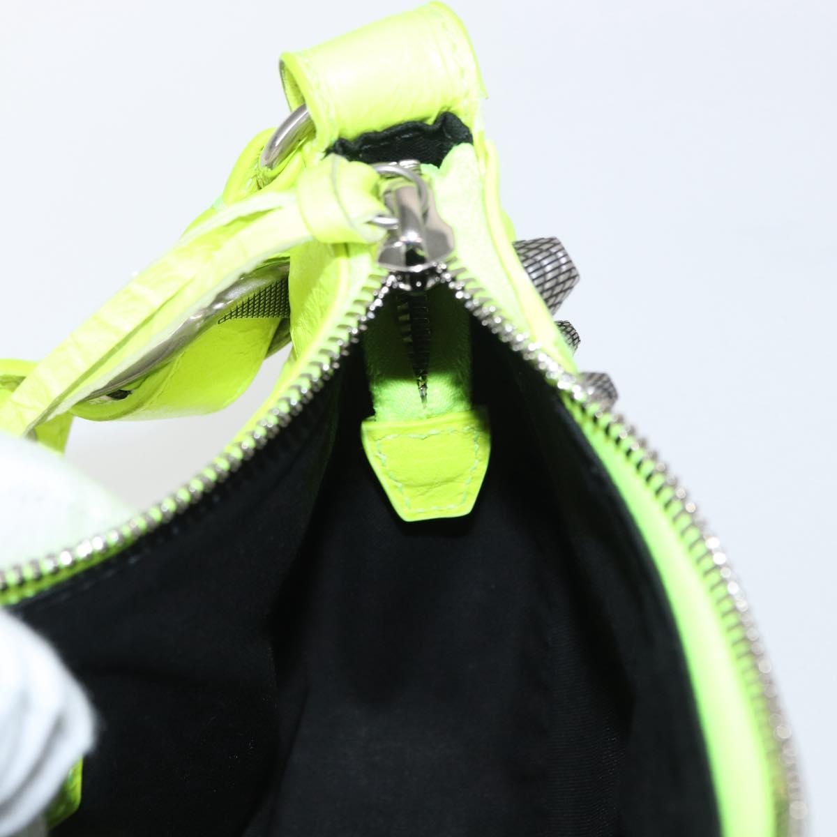 BALENCIAGA LucaGol XS Hand Bag Leather Neon yellow 671309 Auth am10278SAM