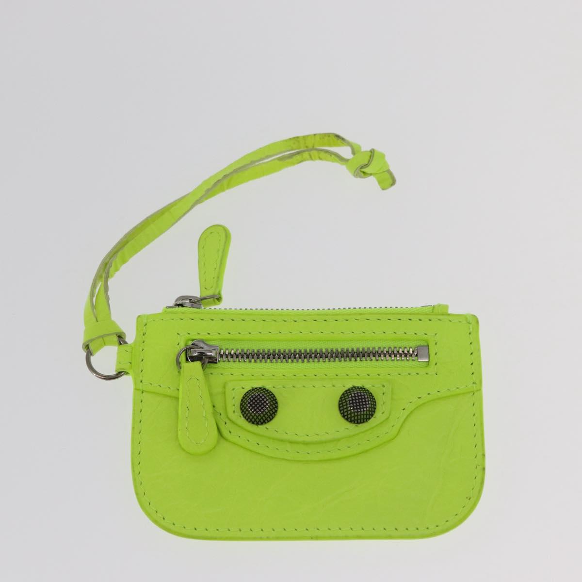 BALENCIAGA LucaGol XS Hand Bag Leather Neon yellow 671309 Auth am10278SAM